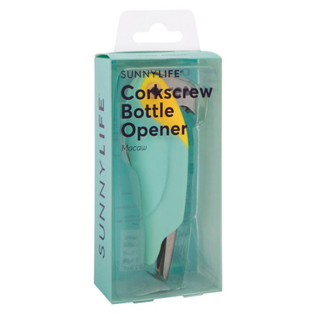 corkscrewbottleopener macaw bier wijn glas