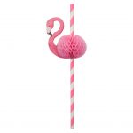 flamingo rietje party straw roze karton