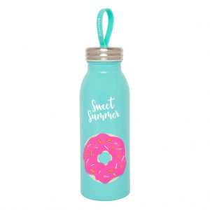 donut flask thermosfles blauw school drinkbeker